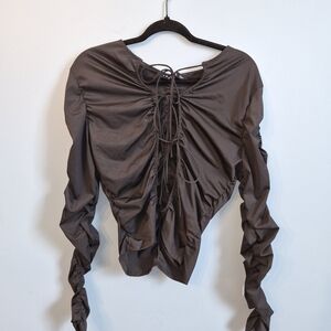 Lioness Chocolate Ruched Long Sleeve Blouse